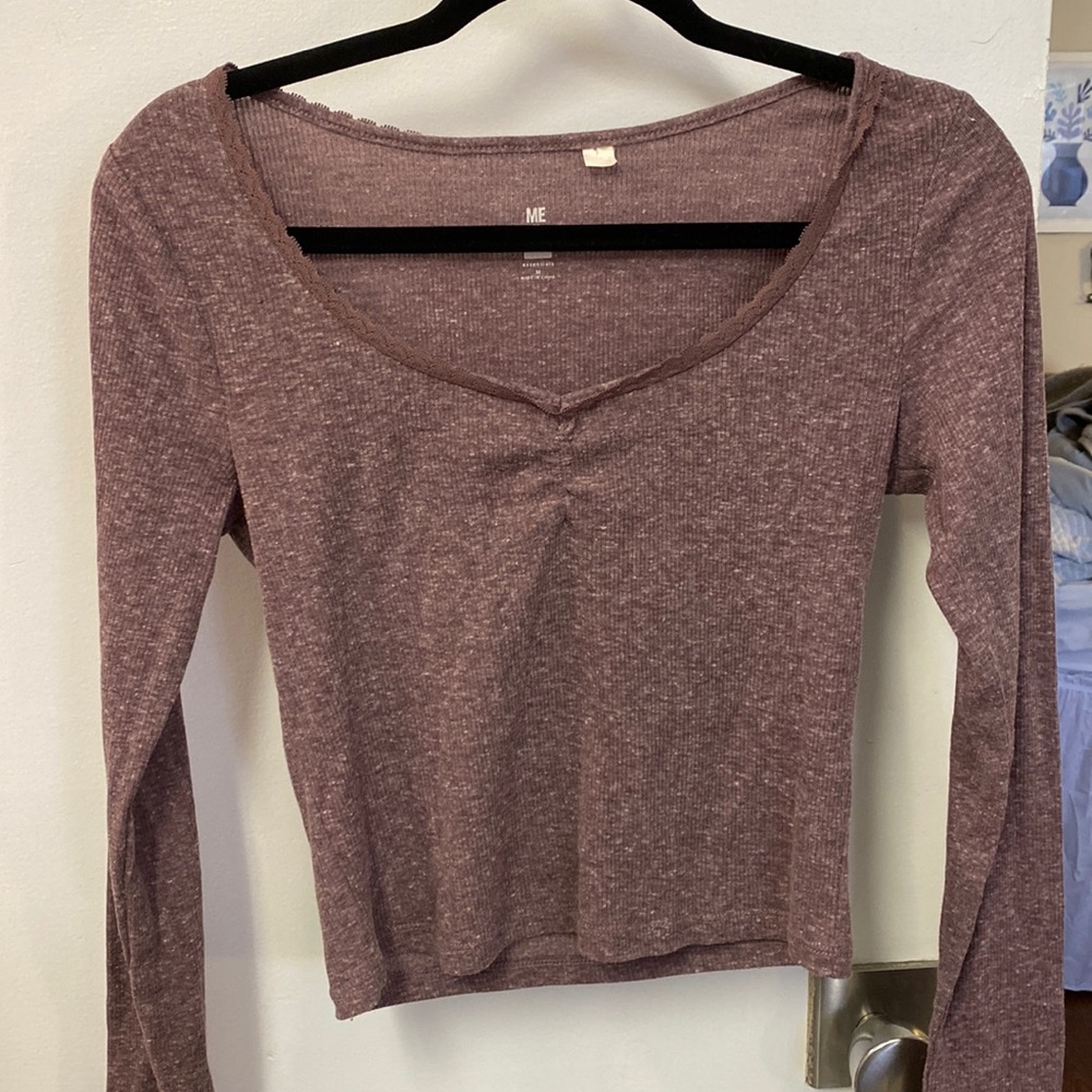 pacsun longsleeve ruched purple top